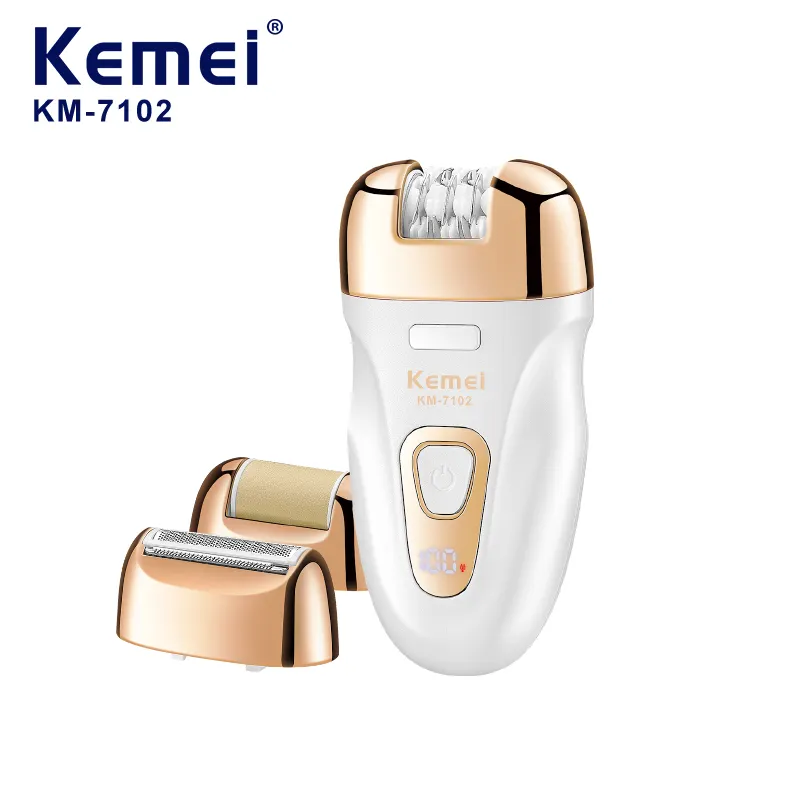 KEMEI km-7102 3 In 1 Women's Body Hair Removal Usb Rechargeable Razor Cordless Electric Shaver For Women Epilator