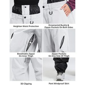 Pantalons de ski amples pour homme et femme, imperméables 15K 10K, respirants, 3 poches, pour le ski et les sports de neige - Product Image 5
