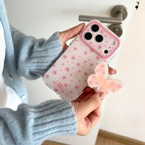 Funda Doble Capa con Diseño Floral Pequeño y Mariposas en Tonos Rosa y Azul Primavera para iPhone 17ProMax 16 15 para Mujer - Product Image 3