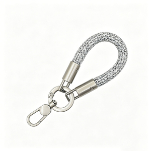 DF22 <b>Braided</b> Stainless Steel Keychain With Metal Clasp Fitness <b>Accessory</b> Durable Design Silver Tone - Product Image 1
