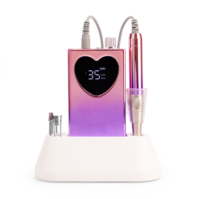 85W Brushless Electric Nail Drill Machine 35000RPM Drill Set for Manicure Pedicure Rechargeable Battery Small Screen with Base