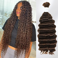 Prix bon marché, cheveux en vrac, tressage, extensions de cheveux, cheveux humains indiens bruts bouclés en vrac pour le tressage