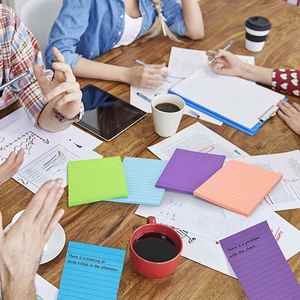 Blocs-notes autocollants 4x6 aux couleurs vives, 50 feuilles par paquet avec lignes pour le bureau et l'école, 6 options de couleurs - Product Image 4