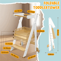 Chaise d'échelle de tour debout en bois pliable pour tout-petits enfants tabouret en bois massif pour lavabo de salle de bain