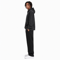 Sweat-shirt pour homme noir délavé, effet usé, épais, surdimensionné, logo personnalisé, vente en gros
