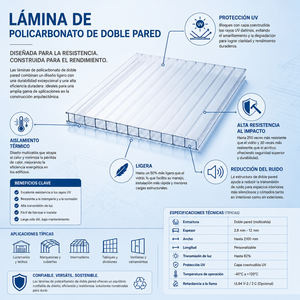 Placa de <span class=keywords><strong>Policarbonato</strong></span> Celular de Doble Pared Transparente de 8mm y 10mm para <span class=keywords><strong>Claraboya</strong></span> - Product Image 6
