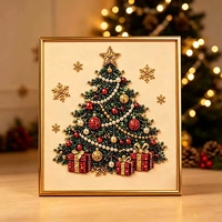 Kit de Peinture Diamant DIY Noël Perles et Diamants, Thème Père Noël, Élan, Arbre, Couronne, Ensemble d'Art Perlé pour Débutants, Cadeau de Fêtes, Décoration Maison
