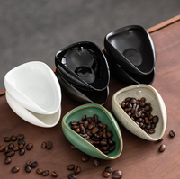 Plat de dosage vintage en céramique pour grains de café, en forme de feuille, support à thé Chahé, accessoire de cérémonie du thé pour barista à domicile et thé Gongfu