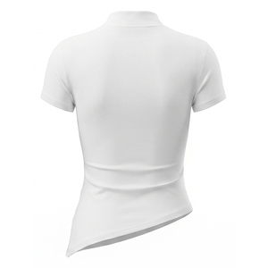 Viviblook Y26TP251 T-shirt à manches courtes pour femme, col rond, ourlet incliné, décontracté, nouvelle collection été - Product Image 5
