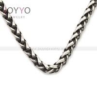 Chaîne ronde en acier inoxydable noir argenté 24 pouces, collier pour homme imperméable
