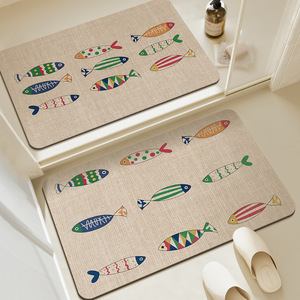 Cute Cartoon Fish Diatomaceous Earth Bath Mat Rectangle Absorbent <b>Non</b> <b>Slip</b> Kitchen Bathroom <b>Floor</b> Mat - Product Image 4