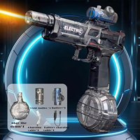 Pistol Air Listrik LED Hitam Biru Laris Manis, Otomatis, Semprotan Air Drum, Mainan Blaster Air, Lampu Api, Pistol Air Listrik Tembak Air