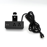 Stop Kontak Meja Konferensi 2 Outlet 2 Port USB-A Standar Colokan AS dengan Penjepit Meja