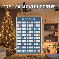 Planificateur de films à gratter sérigraphié : 100 films et idées de soirées romantiques – Cadeau de Noël et de vacances