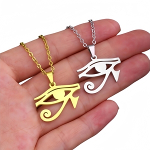 Collana con ciondolo a forma di occhio di demone con catena in acciaio inossidabile del faraone egiziano antico lucido personalizzato in fabbrica - Product Image 1