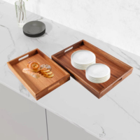 Plateaux de service rectangulaires en bois, assiettes à fruits rectangulaires en bois naturel, planches en bois pour bar, café, fête