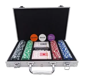Caja de juego de póker de cuero portátil profesional al por mayor caja de juego de fichas de póker de viaje de lujo con 200/300/500/1000 fichas - Product Image 4