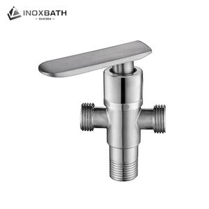 Robinet d'arrêt d'angle à trois voies en acier inoxydable SUS 304 de haute qualité pour salles de bain et toilettes, structure de contrôle manuel de l'eau - Product Image 2