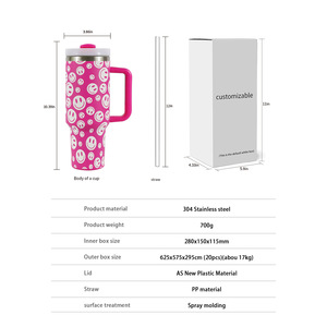 Stainless Steel Tumbler 40oz Insulated With Handle And Straw For Travel Customizable Logo - Product Image 4