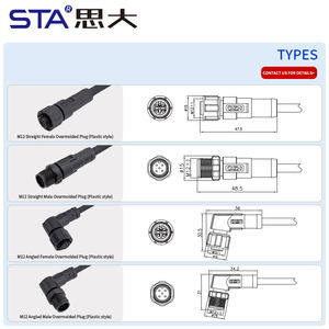 Conector M12 a prueba de agua 2 3 4 5 6 8 12 enchufe de aviación de 17 pines macho hembra Cable de campo sin blindaje PVC PUR 1M 2M 5M - Product Image 5