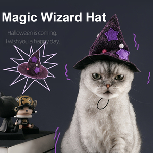 Costume di Halloween cappello con mantello con stampa a forma di mago del gatto divertente cappello con cappuccio Cosplay primavera estate Festival <span class=keywords><strong>vestito</strong></span> da festa cucciolo di gattino - Product Image 4