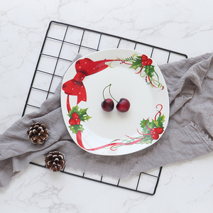 Vaisselle en céramique de style Noël, motif nœud, assiette carrée, plat pour restaurant et hôtel, durable - Product Image 3