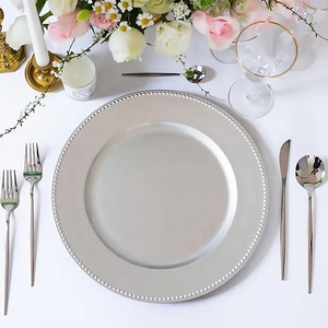 Assiettes de fête rondes en plastique de 13 pouces, décoratives, dorées, argentées, de différentes couleurs, pour la décoration de la maison, des mariages et des fêtes - Product Image 5