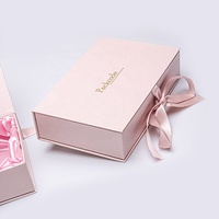 Caja de peluca personalizada de lujo moderna con embalaje de extensión de cabello de marca con logotipo con delineador de esponja laminación mate para cosméticos