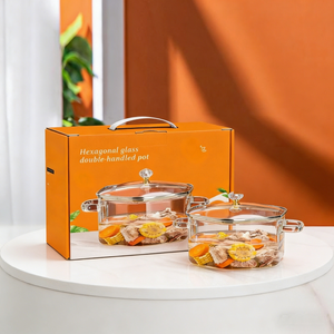 Marmite <span class=keywords><strong>de</strong></span> <span class=keywords><strong>cuisson</strong></span> en verre borosilicate <span class=keywords><strong>de</strong></span> haute qualité avec couvercle, résistante à la chaleur, transparente, compatible micro-ondes et lave-vaisselle, vente en gros - Product Image 1