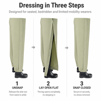 Pantalon d'allaitement à ouverture latérale complète avec boutons-pression pour personnes âgées, post-opératoires, patients en fauteuil roulant, uniforme de soins à domicile, facile à enfiler