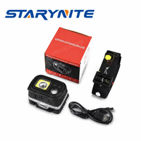 Lampe frontale LED rechargeable STARYNITE 410 lumens avec détecteur de mouvement, projecteur COB et lumière d'avertissement rouge pour le camping