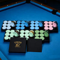 QK-03 9 pièces/boîte Craie de billard Taom professionnelle pour pointe de queue de snooker et de pool, haute densité, haute rotation, sans résidu, application fluide