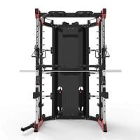 POWERMAN FITNESS Novedad: Jaula de Sentadillas y Levantamiento de Pesas Comercial Smith Power Rack de Acero Estructural de Calibre Pesado, Negra