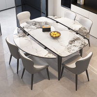 Table et chaises de salle à manger italiennes en roche, combinables, extensibles et polyvalentes, du carré au circulaire, tables de salle à manger minimalistes pour la maison