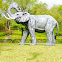 Sculpture d'éléphant grandeur nature en résine et fibre de verre, faite à la main, pour décoration extérieure