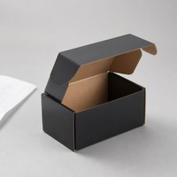 Kotak Pengiriman Lipat Hitam Matte Cetak Khusus dengan Kotak Kertas Kraft Interior Cokelat untuk Kemasan Kosmetik, Pakaian, dan Hadiah