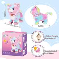 Peluche électronique interactive super douce pour la marche Robot qui aboie laisse de chat éclairage LED charge USB animal en peluche créatif