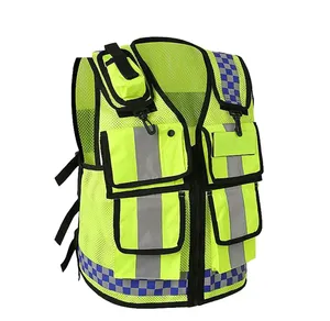 Motorcycle Riding Vest Reflective Safety Clothing Road Traffic Patrol Running Wear High Visibility Multi Pocket
