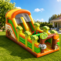Structure gonflable commerciale à thème ferme avec toboggan et château rebondissant pour enfants, idéale pour les locations de jeux extérieurs et les fêtes