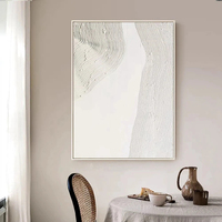 Offre Spéciale blanc pur ligne minimaliste texturé plâtre œuvre contemporaine 3D mur Art peinture décorative