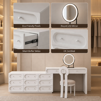 Meuble de toilette moderne en contreplaqué avec rangement intégré, design extensible, hauteur réglable, table de maquillage pour bureau, grand meuble de maison