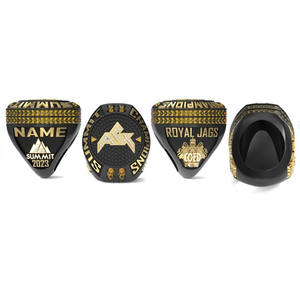 Bagues de championnat de sport en métal émaillé et doré avec logo personnalisé personnalisé - Product Image 1