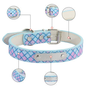 Collar de Perro de Lujo Personalizado de PU con Hebilla Metálica Elegante, Forro Acolchado Suave, Antiasfixia, Color Reflectante <span class=keywords><strong>Nocturno</strong></span> - Product Image 3