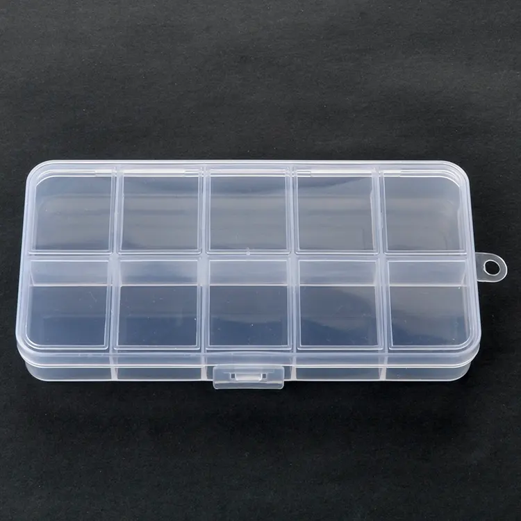 10 Grids Fixed Dividers Clear Plastic Jewelry Organizer Storage Box Jewelry Earring Tool Containers