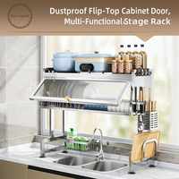 Égouttoir à vaisselle multifonctionnel moderne en acier inoxydable à double niveau, étanche et réglable, non pliable, pour cuisine domestique