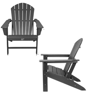 Chaises Adirondack en résine <span class=keywords><strong>plastique</strong></span> noire antirouille pour jardin, chaises de foyer extérieur - Product Image 2