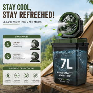 Ventilateur brumisateur portable avec réservoir d'eau, batterie 20000 mAh, ventilateur refroidi par eau, réservoir d'eau de 7 L, ventilateur de pulvérisation extérieur, humidificateur, télécommande - Product Image 2