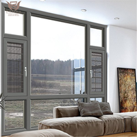 Fenêtre de chambre insonorisée à double vitrage en alliage d'aluminium DM-70, design battant suspendu, moustiquaire en acier inoxydable, quincaillerie allemande