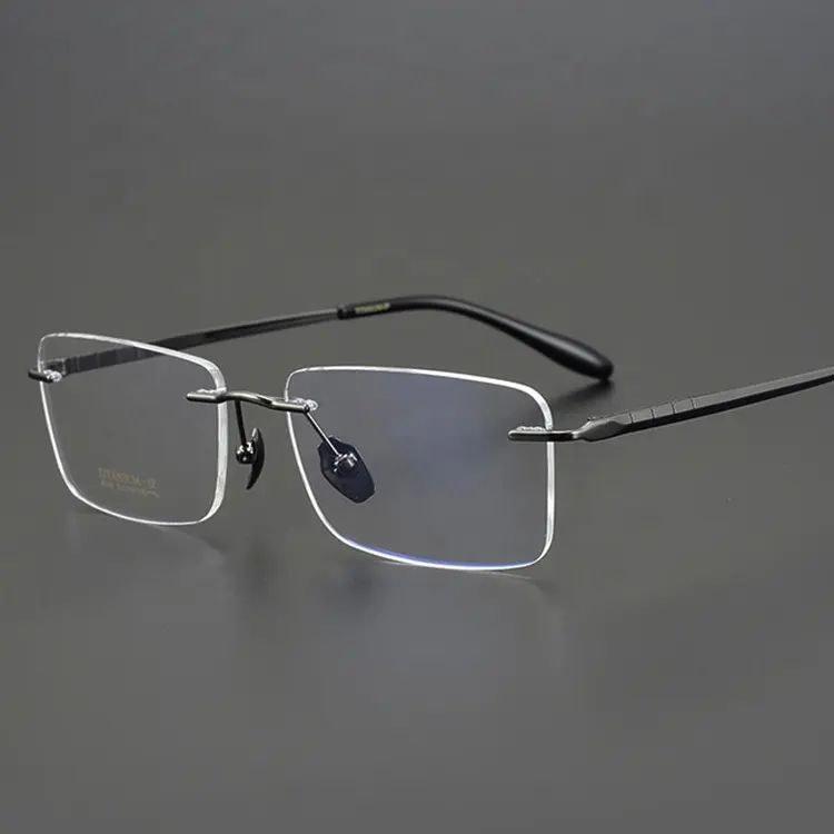 Manufacturer Unisex Square Metal Reading Glasses Titanium Eyeglasses Frames For Men Black Optical Polycarbonate Eyewear