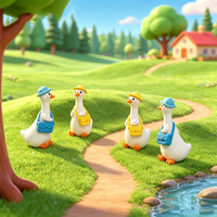 Chapeau mignon et sac bandoulière, figurines miniatures de canards, ornements de micro-paysage DIY, accessoires de décoration pour voiture, bureau et bureau de travail